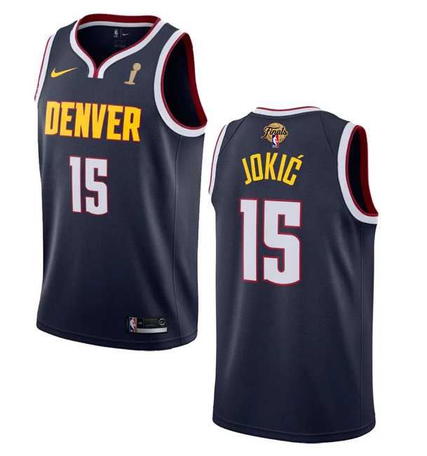 Men%27s Denver Nuggets #15 Nikola Jokic Navy 2023 Finals Champions Icon Edition Stitched Basketball Jersey->denver nuggets->NBA Jersey